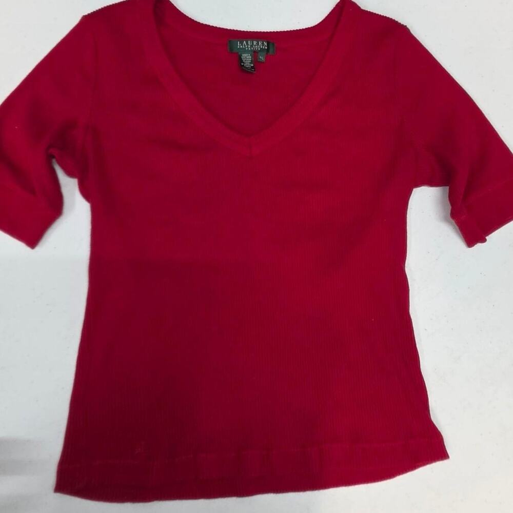 Ralph lauren red cotton v neck